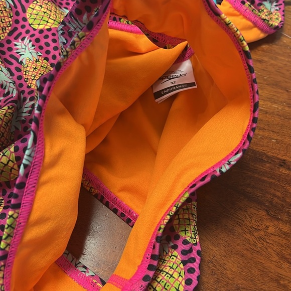 Speedo Printed Tie Back | Pineapple Party 7192117-690 One Piece Swimsuit size 32 - Picture 3 of 4